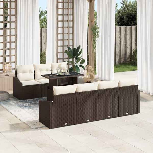 vidaXL Ensemble de canap&eacute; de jardin 8 pcs Marron polyrotin