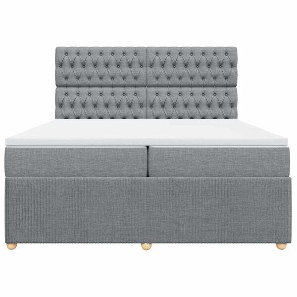 vidaXL Sommier &agrave; lattes de lit avec matelas Gris clair 200x200cm Tissu