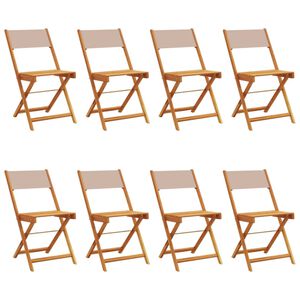 vidaXL Chaises de jardin pliantes lot de 8 taupe tissu et bois massif