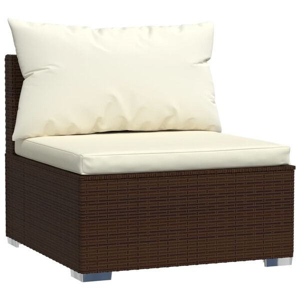 vidaXL Salon de jardin 11 pcs avec coussins marron r&eacute;sine tress&eacute;e