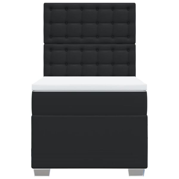 vidaXL Sommier &agrave; lattes de lit avec matelas Noir 90x200 cm Similicuir
