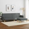 vidaXL Canap&eacute;-lit &agrave; 2 places avec repose-pied gris fonc&eacute; tissu