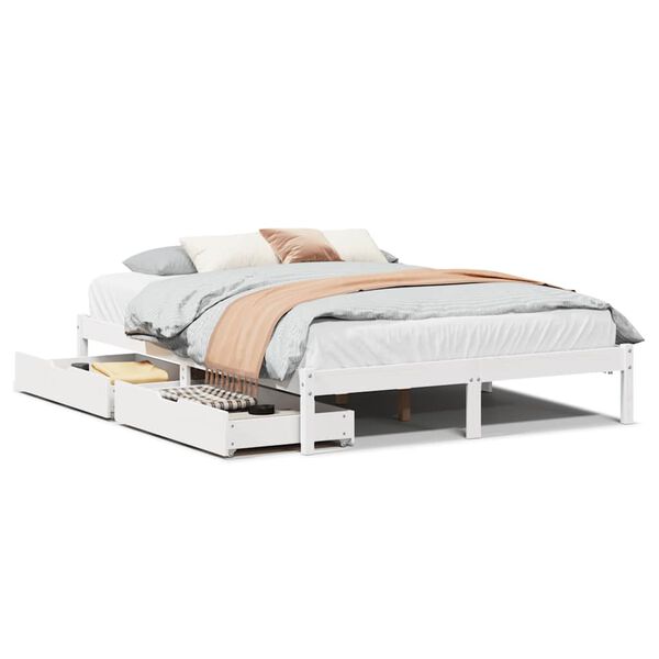 vidaXL Cadre de lit sans matelas blanc 120x200 cm bois de pin massif