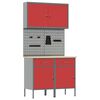 vidaXL Placard de travail 5 pcs Rouge Bois d'ing&eacute;nierie et acier