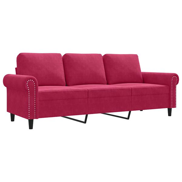 vidaXL Canap&eacute; &agrave; 3 places Rouge bordeaux 180 cm Velours