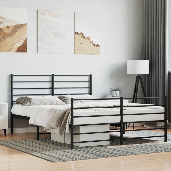 vidaXL Cadre de lit m&eacute;tal sans matelas avec pied de lit noir 120x190cm