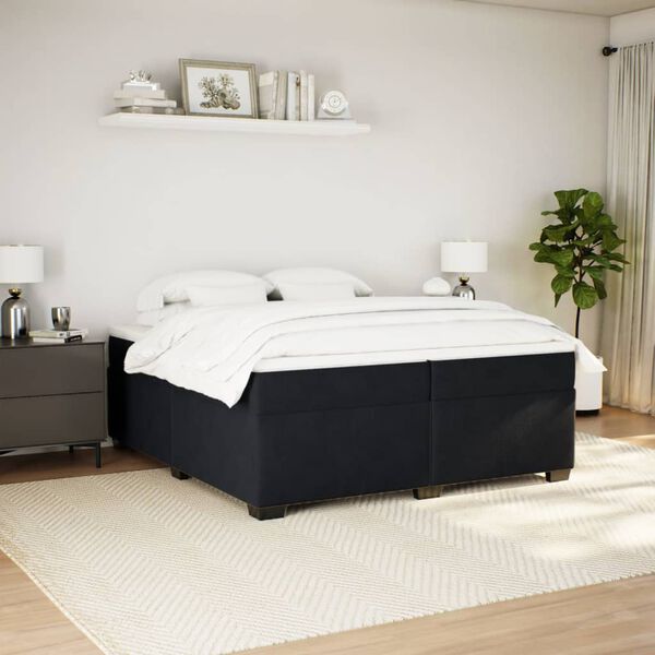vidaXL Sommier &agrave; lattes de lit et matelas Noir 200x200 cm Velours