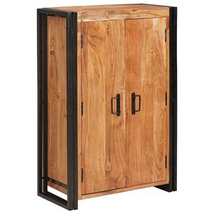 vidaXL Highboard avec portes Marron Bois d'acacia massif et m&eacute;tal