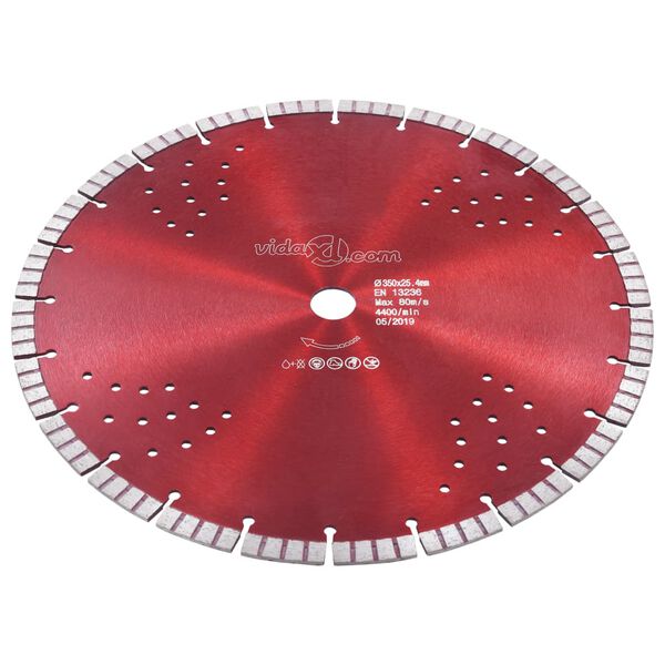 vidaXL Disque de coupe diamant&eacute; avec turbo et trous Acier 350 mm
