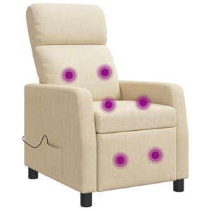 vidaXL Fauteuil de massage inclinable Cr&egrave;me Tissu