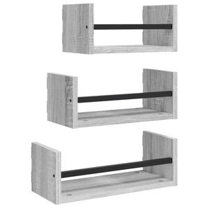 vidaXL Ensemble d'&eacute;tag&egrave;res murales avec barres 3 pcs sonoma gris