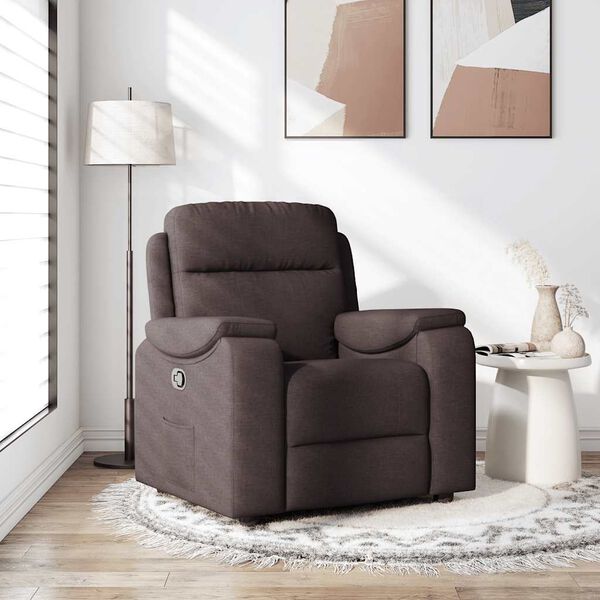 vidaXL Fauteuil inclinable Marron fonc&eacute; Tissu