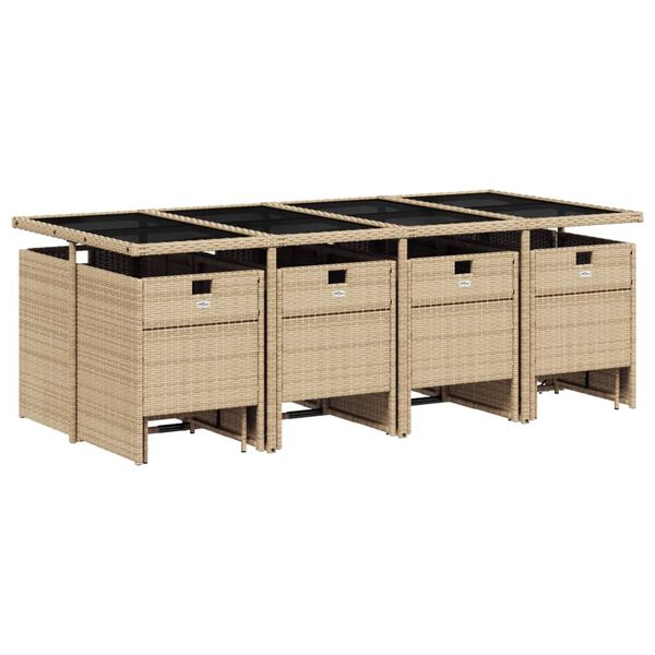 vidaXL Ensemble &agrave; manger de jardin coussins 13 pcs m&eacute;lange beige rotin