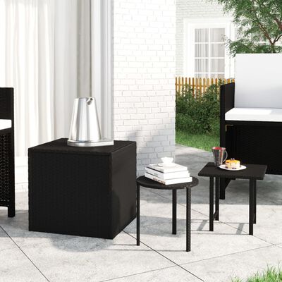 vidaXL Tables d'appoint 3 pcs noir résine tressée