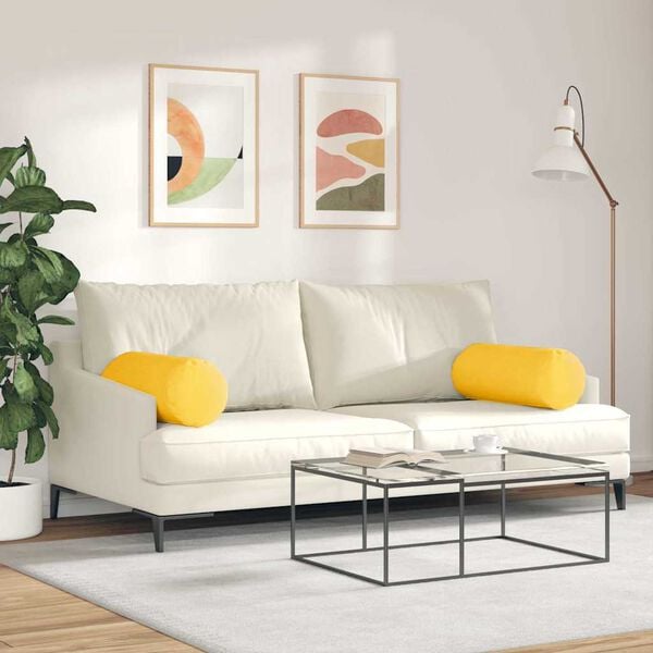 vidaXL Coussins d'accent 2 pcs Jaune clair &Oslash; 25 x 70 cm
