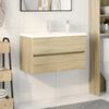 vidaXL Ensemble de meubles de bain 2pcs c&eacute;ramique et bois d'ing&eacute;nierie