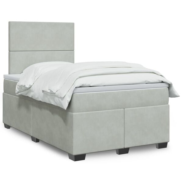 vidaXL Sommier &agrave; lattes de lit et matelas Gris clair 120x200cm Velours
