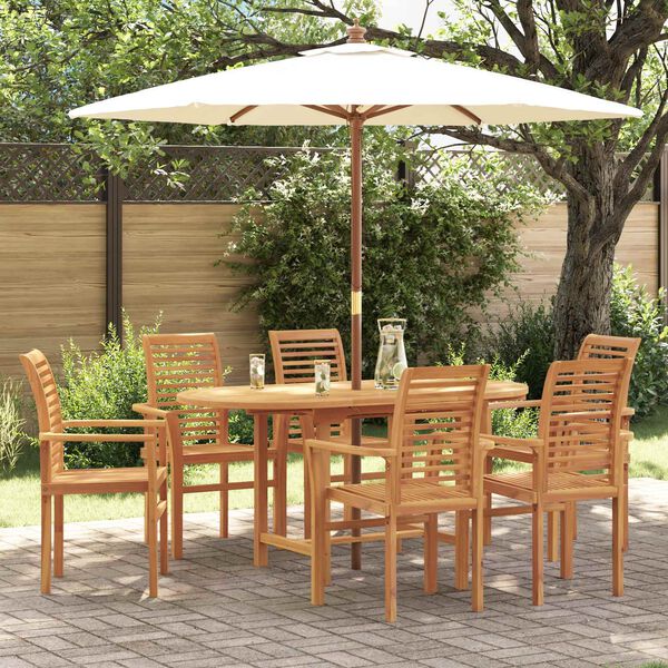vidaXL Ensemble de salle &agrave; manger pour jardin 7 pcs Marron
