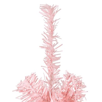 vidaXL Demi sapin de Noël artificiel mince avec support Rose 210 cm