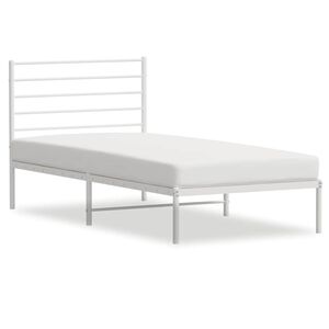 vidaXL Cadre de lit m&eacute;tal sans matelas avec t&ecirc;te de lit blanc 75x190cm