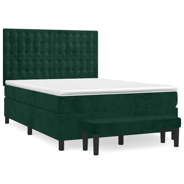 vidaXL Sommier &agrave; lattes de lit et matelas Vert fonc&eacute; 140x200cm Velours