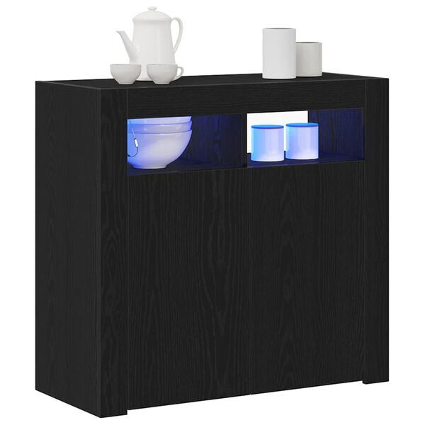 vidaXL Buffet Ch&ecirc;ne noir 80 x 35 x 75 cm Bois d'ing&eacute;nierie