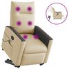 vidaXL Fauteuil inclinable de massage &eacute;lectrique Cr&egrave;me Tissu