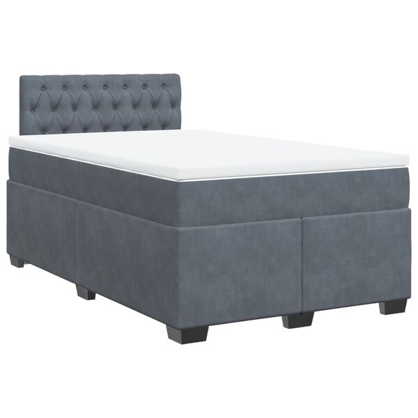 vidaXL Sommier &agrave; lattes de lit et matelas gris fonc&eacute; 120x190cm velours