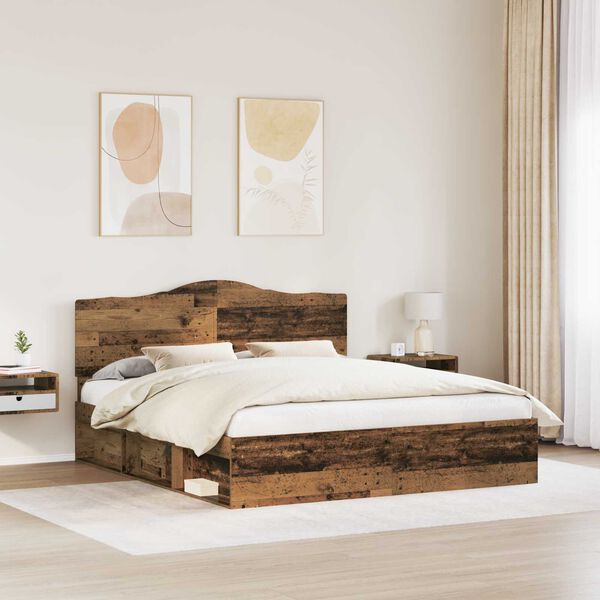 vidaXL Cadre de lit Bois ancien 200 x 200 cm Pin massif