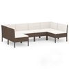 vidaXL Salon de jardin 6 pcs avec coussins R&eacute;sine tress&eacute;e Marron
