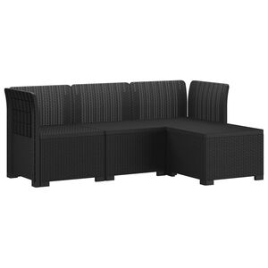 vidaXL Canap&eacute; de jardin 4 places style rotin PP Anthracite
