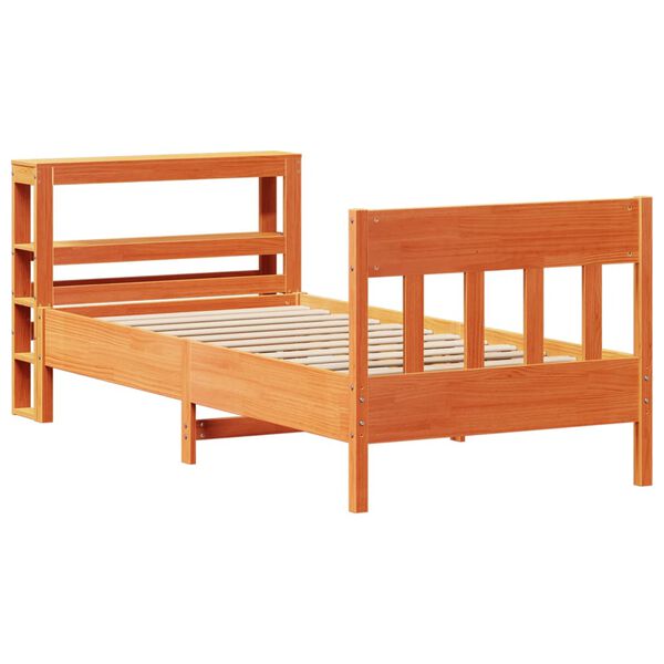 vidaXL Cadre de lit sans matelas cire marron 90x190 cm bois pin massif