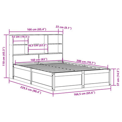 vidaXL Cadre de lit sans matelas blanc 160x200 cm bois de pin massif