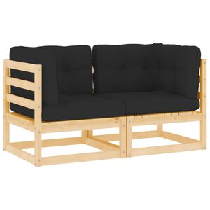 vidaXL Canap&eacute;s d'angle de jardin 2pcs avec coussins Bois de pin massif