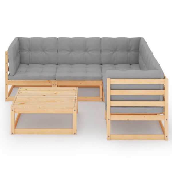 vidaXL Salon de jardin 6 pcs avec coussins Bois de pin massif
