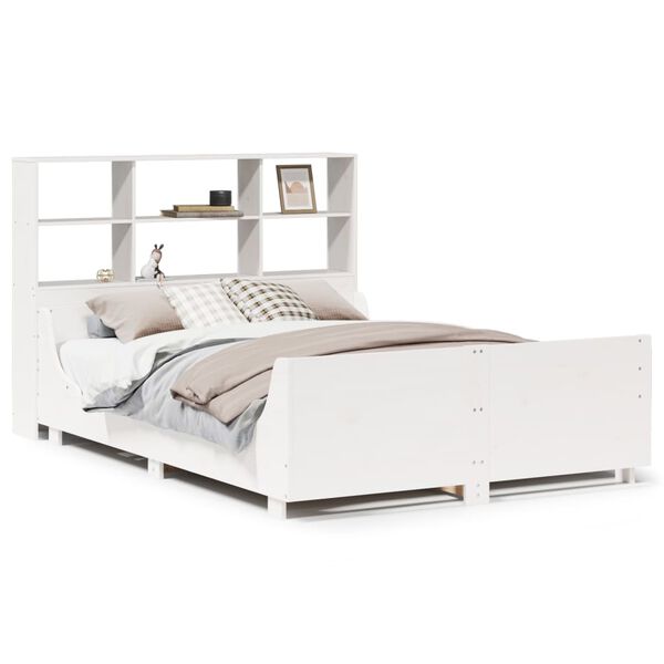 vidaXL Lit biblioth&egrave;que sans matelas blanc 120x200 cm bois massif