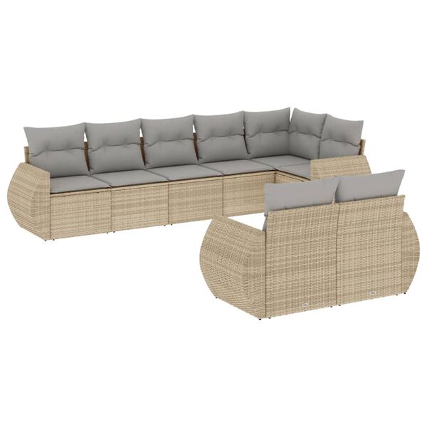 vidaXL Salon de jardin avec coussins 8 pcs beige r&eacute;sine tress&eacute;e