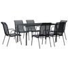 vidaXL Ensemble &agrave; manger de jardin 7 pcs noir textil&egrave;ne et acier