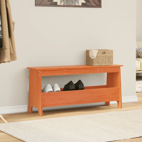 vidaXL Banc d'entr&eacute;e cire marron 100x28x45 cm bois de pin massif