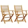 vidaXL Chaises pliantes 2 pi&egrave;ces Beige Bois massif d'acacia et polypropyl&egrave;ne