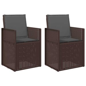 vidaXL Chaises de jardin salle &agrave; manger 2 pc Marron et anthracite PP