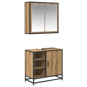vidaXL Ensemble de mobilier de salle de bain 2 pcs Ch&ecirc;ne artisanal