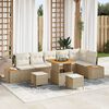vidaXL Ensemble de canap&eacute; de jardin 9 pcs Beige polyrotin