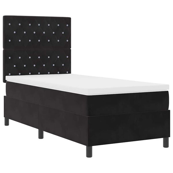 vidaXL Lit &agrave; ressort LED avec matelas Noir 100 x 200 cm tissu