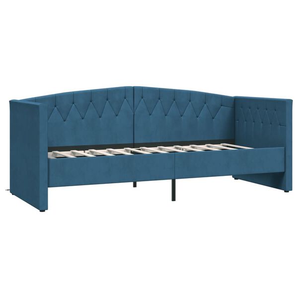 vidaXL Lit avec &eacute;clairage USB Bleu Velours 90x200 cm