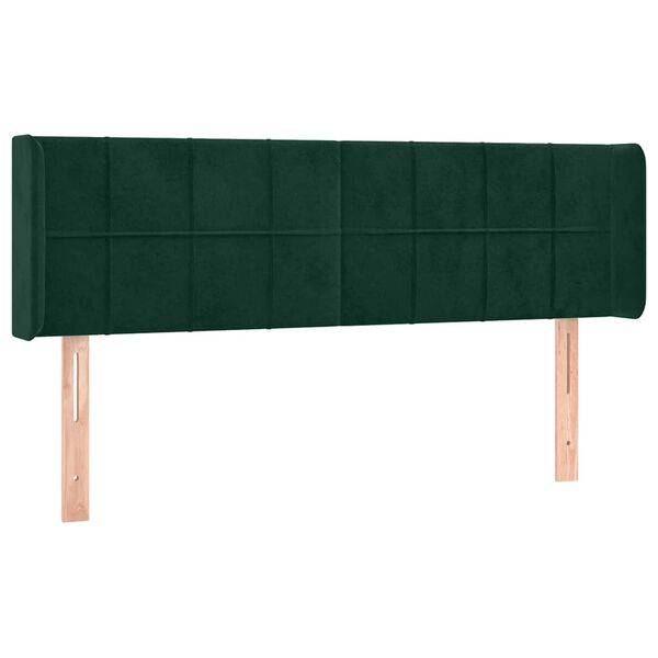 vidaXL T&ecirc;te de lit avec oreilles Vert fonc&eacute; 147x16x78/88 cm Velours