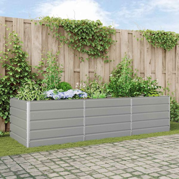 vidaXL Jardini&egrave;re Gris clair 195 x 100 x 45 cm Acier galvanis&eacute;