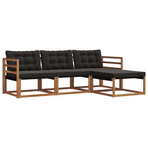 vidaXL Ensemble de canap&eacute;s d'ext&eacute;rieur 4 pc Naturel et noir