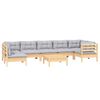 vidaXL Salon de jardin 8 pcs avec coussins gris Bois de pin