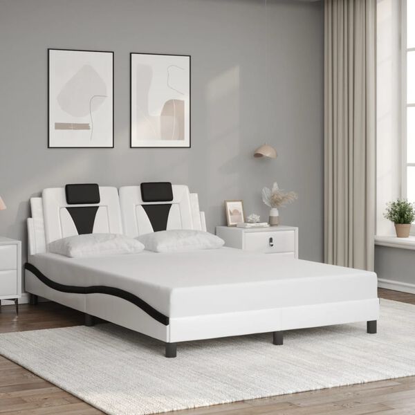 vidaXL Cadre de lit Viana avec LED sans matelas blanc et noir 140x190 cm